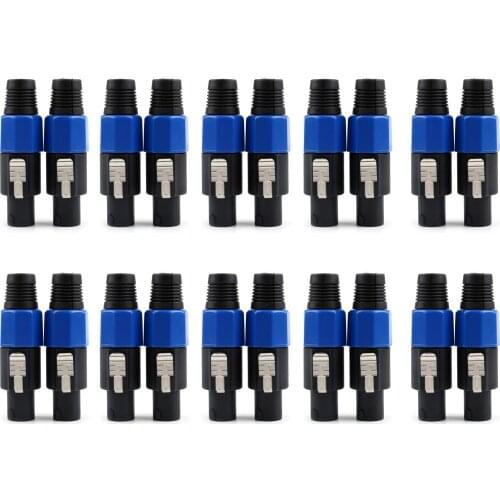 Artudatech 20 Pcs 4 Pin Speakon Speaker Connector Male Audio Plug Parts Blue High Quality