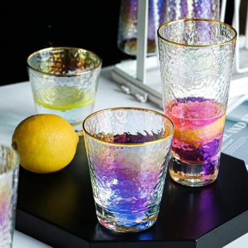CUP WINE Glass Rainbow Green Tea Cup Creative Colorful Phnom Penh Hammered Cup Cold Drink Cup Symphony Cup Water Cup Glass Cup