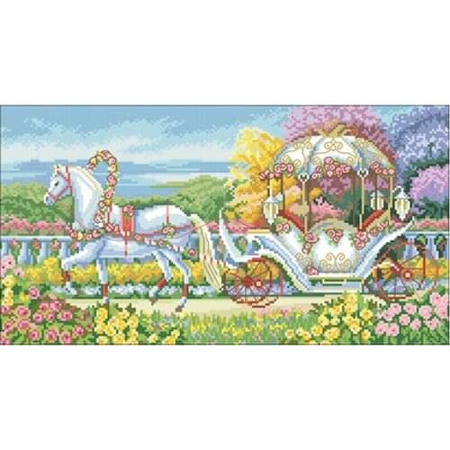 Carriage scenery patterns Counted Cross Stitch 11CT 14CT DIY wholesale Cross Stitch Kits Embroidery Needlework Sets home decor