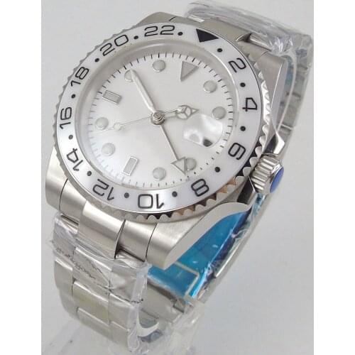 New Luxury 40mm Men Mechanical Wristwatch Stainless Steel GMT Watch Top Brand Sapphire Glass Men Watches