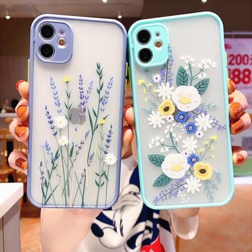 Luxury 3D Relief Flower Case For iPhone 11 Pro Max 12 Mini X XR XS 7 8 Plus SE 2020 Soft Transparent Matte Shockproof Back Cover
