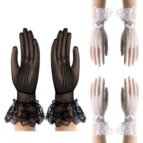 Elegant Lace Gloves Cat Bowknot Party Prom Wedding Bride Wrist Mittens