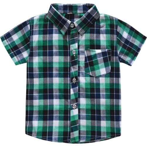Classic Baby Boy Plaid Shirts Short Sleeve Kids School Clothes Children Clothing Sweatershirt Teenage Top Boys Girls Shirt Gift