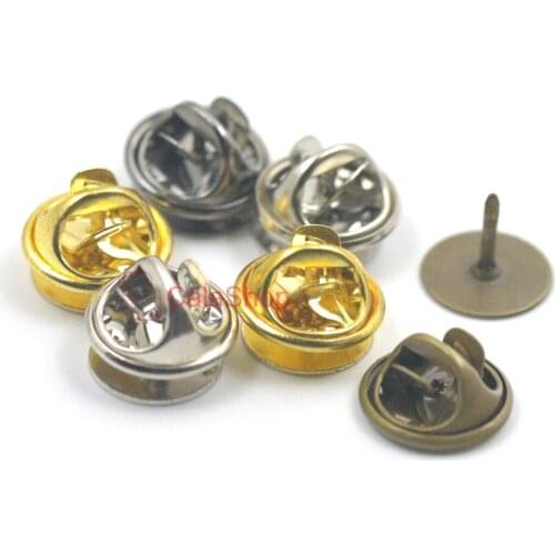 50 Pcs / Lot Tie Tack Finding Pins Round Pinch Pads Clutch back Blank 10mm Pad Post Brass DIY