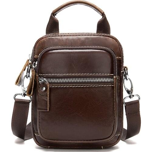 Fashion Men Handbag Genuine Leather Crossbody Shoulder Bag Male Briefcase Mens Messenger Bag Brand Vintage Small Travel Bags