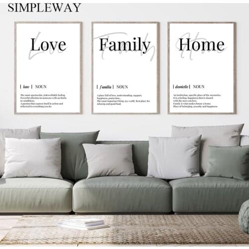 Family Love Motivational Poster Black White Quotes Canvas Wall Print Art Painting Simplicity Picture Modern Living Room Decor