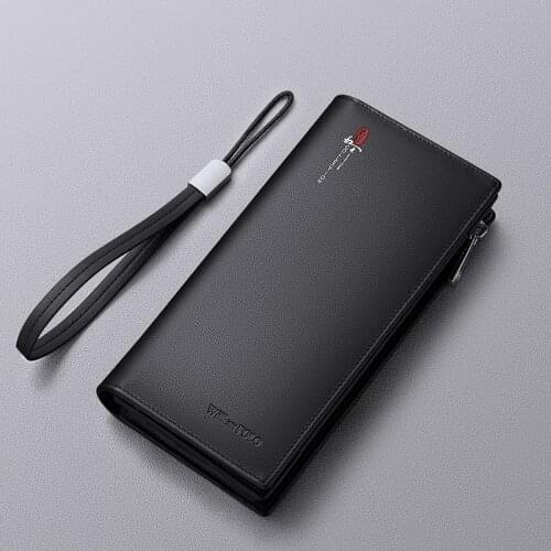 Leather Long Wallet mens fashion card holder multi function Chinese style hand bag brand card bag