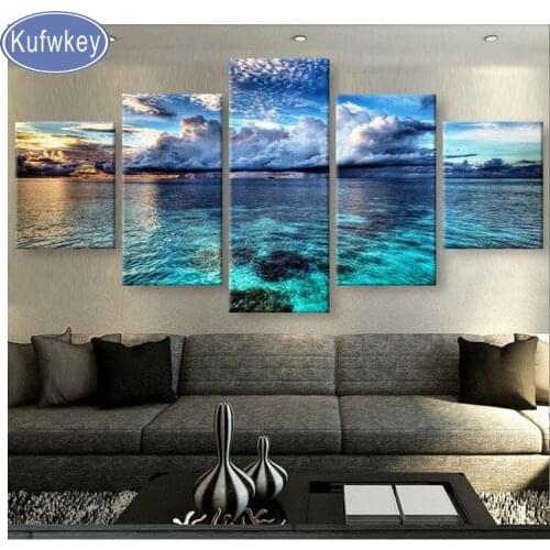 Kufwkey 5pcs diy diamond embroidery CALM WATERS diamond painting full square diamond mosaic cross stitch kits,gift,wall decor