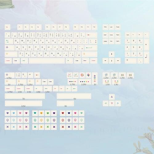 KBDfans NP PBT Crayon Milky White Japanese Keycaps Set