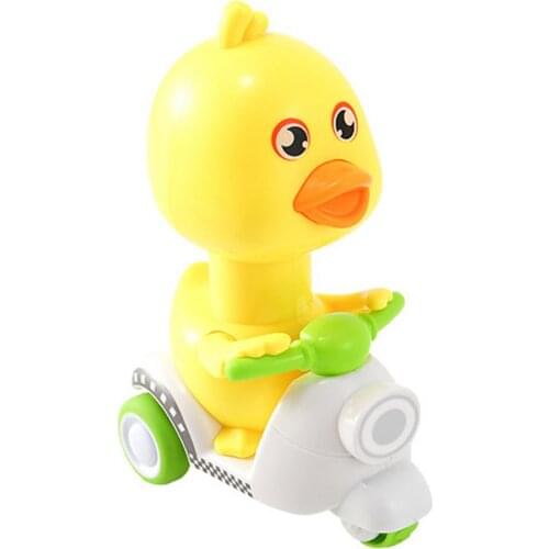 Not Need Battery Press Return Motorcycl Cart Cute Little Yellow Duck Fun Toy Ideal Gift for Baby Girls Boys