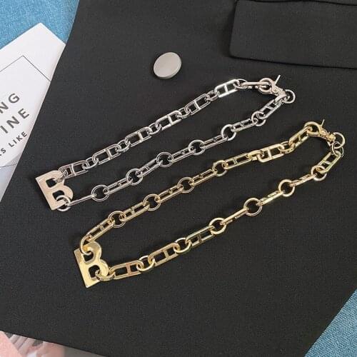 Fashion Punk Choker Necklace for Women Thick Chain Letter B Pendants Necklaces Original Brand Statement Jewelry Z414