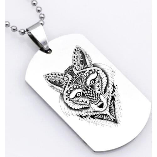 Military Pendant Necklace Jewelry Mens Stainless Steel Jewelry Wolf Necklaces Handmade Beads Chain Best Gift For Men YP4219