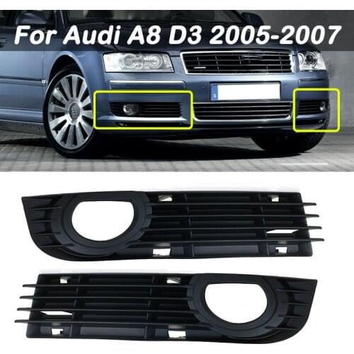 A Pair Fog Light Grille Front Bumper Fog Light Frame Grille Lower Grille For Audi A8 D3 2005 2006 2007 4E0807681AD 4E0807682AD