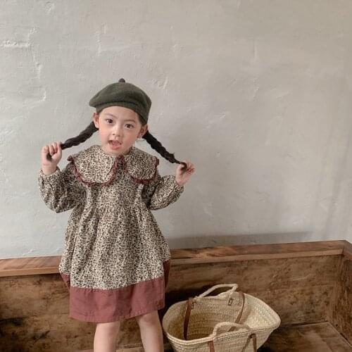 Girl Dress Kids Baby Gown 2021 Retro Spring Autumn Toddler School Uniform Dresses Christmas Cotton Children Clothing