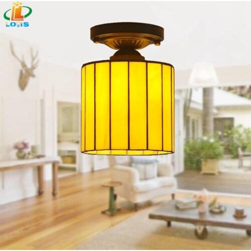 Tiffany style tube yellow glass ceiling lights living room hallway hallway entrance hallway lighting antique balcony lights