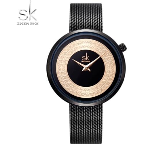 Simple Minimalism Black Gold Women Wristwatch Fashion Fish Round INS Popular Lady Watch Casual Party Gift Clock SK Waterproof