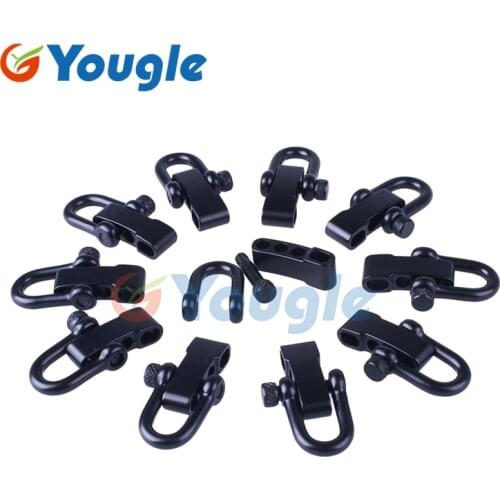 YOUGLE 10 Pcs / Lot Black U Shape Adjustable SHACKLE Buckle for SURVIVAL EMERANCY 550 Paracord Bracelet outdoor