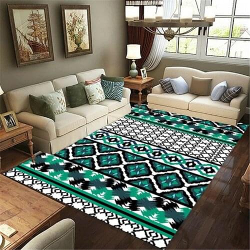 Retro Geometry Carpet Mat for Living Room Doormat Flannel Print Bedroom Non-slip Floor Rug 04