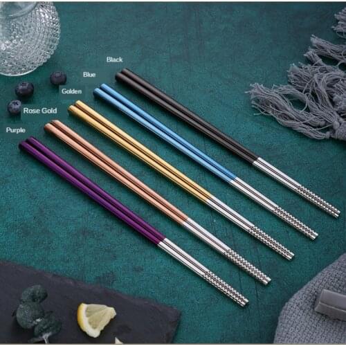 Chopsticks pink stainless steel chopsticks set cute chopsticks cooking appetizer china dinnerware titanium metal chopsticks