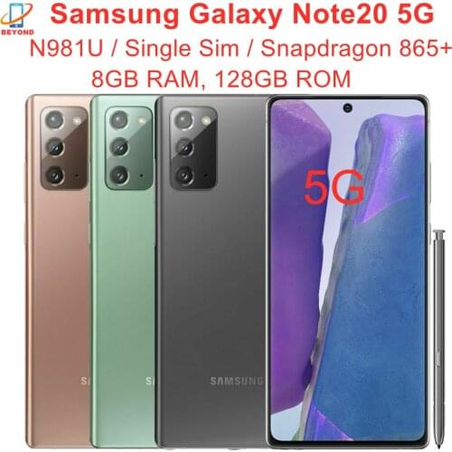 Samsung Galaxy Note20 5G N981U 6.7" 8GB RAM 128GB Octa Core Snapdragon 865+ NFC 64MP+12MP+12MP Original Cell Phone