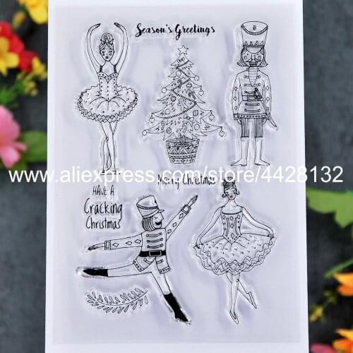 Merry Christmas Dancer Dancing Seasons Greetings Tree Scrapbook photo cards rubber stamp clear stamp transparent stamp 20011128