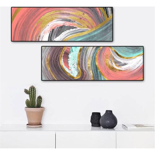 Modern Print and Poster Abstract Watercolor Gold Foil Line Canvas Painting Wall Art Picture For Living Room Home Decor Unframed