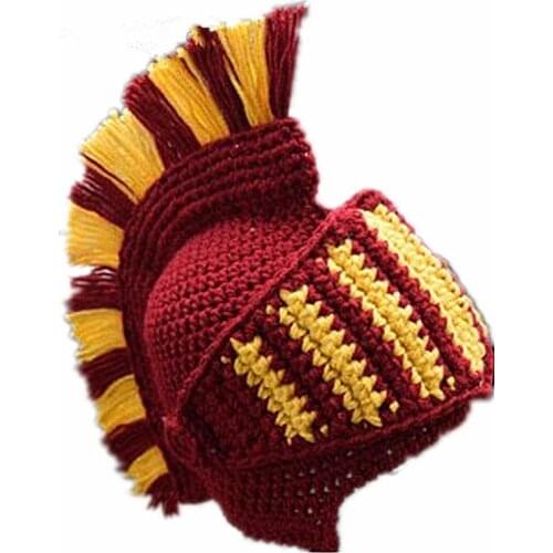Spartan Helmet Knight Crochet Hat Knitted Hat Ski Funny Mask Warm Winter Caps Beanie for Men Women Roman Knight Cap