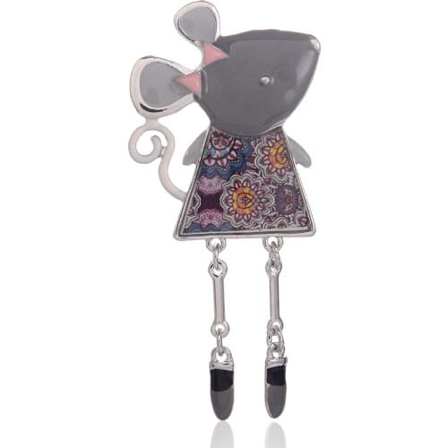 Alloy Enamel Brooches for Women Accessories Cartoon Cute Animals Small Mouse Brooch Classic Fashion Scarf Brooches Pins Jewelry