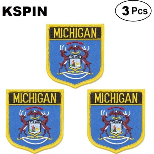 U.S.A Michigan Shiled Shape flag patches national flag patches for Cothing DIY Decoration