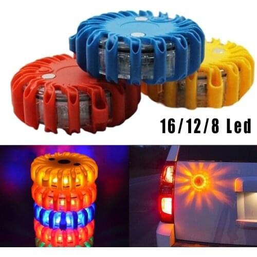 LED Emergency Auto Flashlight Battery Powered Flashing Warning Night Lights Roadside Disc Beacon Red Yellow Road Magnetic Lamp