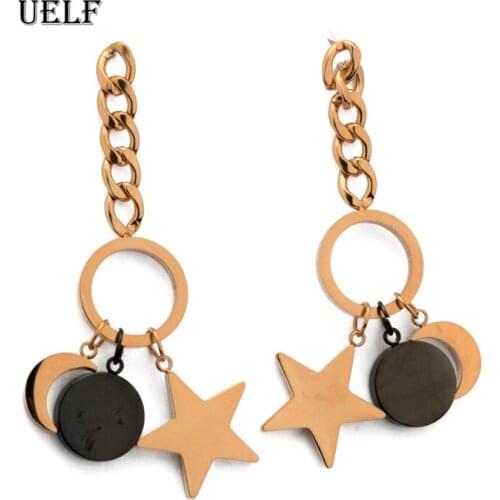 Uelf New Fashion Rose Star Moon Shape Earrings Simple Ear Ring Ethnic Jewelry Gift Round Geometric Earrings for Women Bijoux