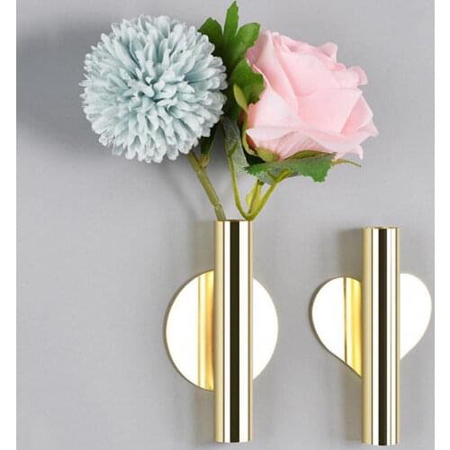 Nordic Style Iron Vase Wall Flower Arrangement Vase Abstract Minimalist Dried Flower Racks Ornament Home Decoration