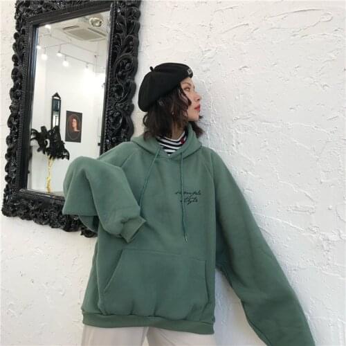 2020 Hoodies Women Winter Elegant Trendy Leisure Hooded Solid Womens Pullover Students Letter Printed Long Sleeve Sweatshirts