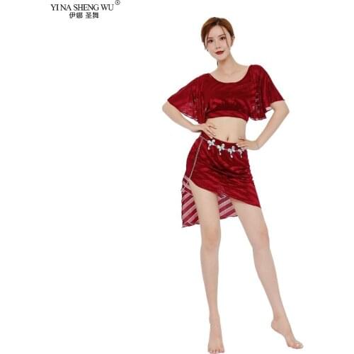Women New Belly Dance Set New Oriental Dance Split Practice Clothes Dance Competition Costume Top+Skirt 3 Colors Free Delivery