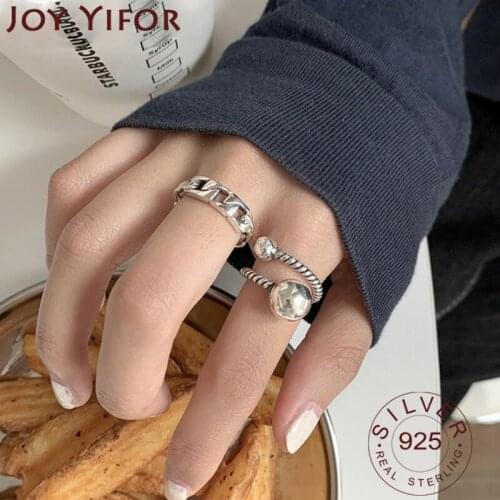 Minimalist 925 Sterling Silver Fashion Exquisite Retro Womens Ring Geometry Manual Birthday Party Jewelry Gift