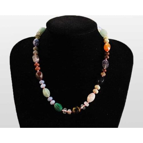 Natural Semi-precious Stones Multi-color Faceted Ellipse Crystal Ladies Necklace Exquisite Small Gifts