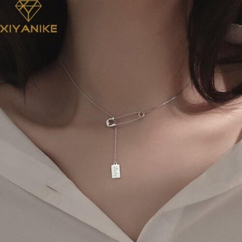 XIYANIKE 925 Sterling Silver Party Necklace for Women Creative Fashion Lucky English Letter Tag Elegant Birthday Jewelry Gifts