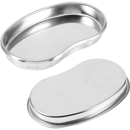 1PC Stainless Steel Medical Instrument Tray Small Kidney Shaped Curved Tray Surgical Use Trays 18×11×2cm Well Polished