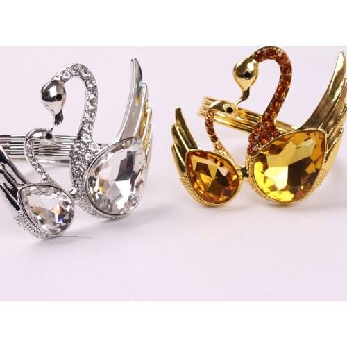 10pcs European luxury diamond-studded napkin button hotel wedding table decoration napkin ring swan mouth cloth ring