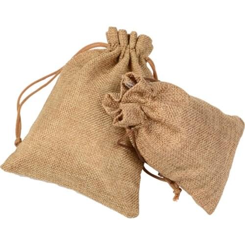 10pcs Linen Bags Cotton Drawstring Gift Bags Wedding Christmas Use Sachet Storage Charms Jewelry Packaging Multi Size Reusable