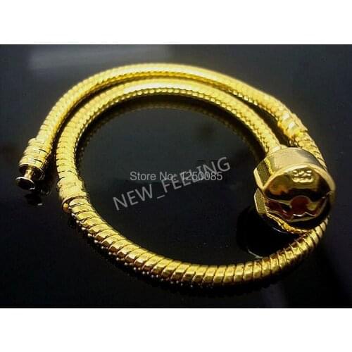 10PCS Gold Color Snake Chain Bracelets Fit European Charms Beads 16-24cm