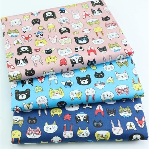 160cm*50cm cat panda fox cub newborn cotton fabric DIY bedding apparel dress patchwork fabric kids handwork cotton cloth tecido