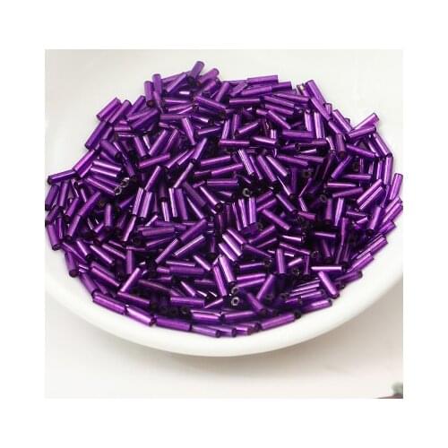 2017 Hot Sale 2*6MM 60G/1440Pcs Glass Seed Bugle Beads Silver Core Czech Jewelry Garment Accessories Purple