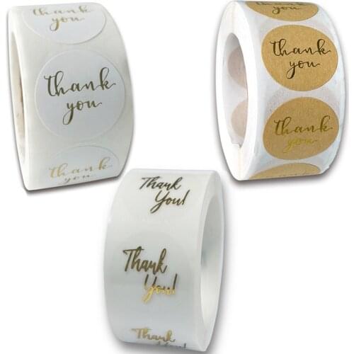 3 Styles 500pcs Gold Foil Thank You Sticker Scrapbooking for Shopping Small Shop Local Handmade Baking Gift Decor Labels Sticker