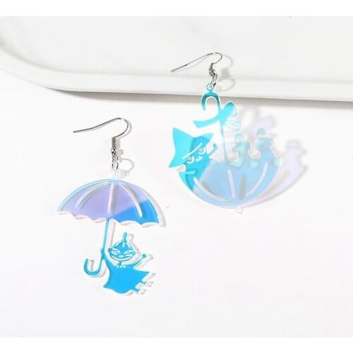 Acrylic Iridescent Umbrella Eardrop Long Acrylic Female Fashion Jewelry Funny Cute Earrings