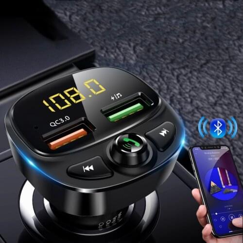 Car FM Transmitter Bluetooth-compatible 5.0 QC 3.0 Dual USB Fast Charger Car Kit Audio Auto MP3 Player Adapter Car Accessories