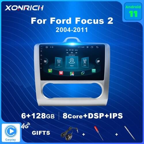 4G+128G DSP Android 10.0 Car Multimedia Player For Ford Focus 2 3 MK1/Mk2/Mk3 Radio GPS Navigation RDS Carplay AI Voice Control