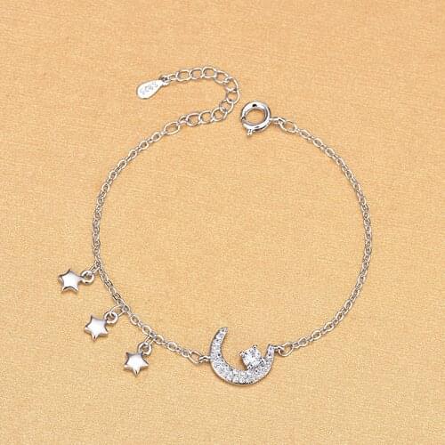 Free Shipping Top Quality Wholesale Silver Color Moon Star Bracelets Fine Fashion Bracelets