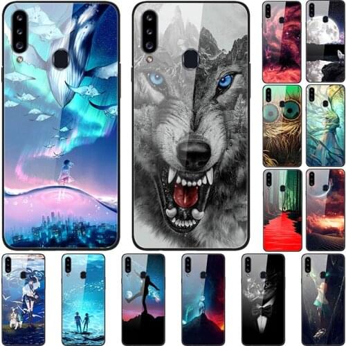 Case For Samsung Galaxy A20S Back Phone Cover Black Silicone Bumper With Tempered Glass Series 3