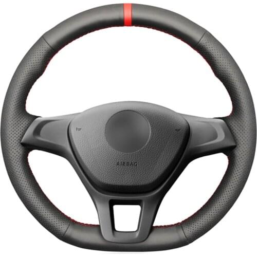 Black Leather Marker Car Steering Wheel Covers for Volkswagen VW Golf 7 VII Golf Sportsvan SV Polo Passat Variant Touran